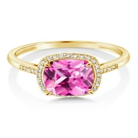 GEM kamen kralj 10k žuto zlato ružičasta stvorio je safir i bijeli dijamantski zaručnički prsten