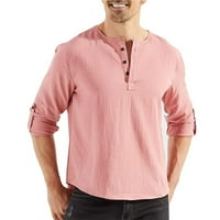 Dizajnerski košulje Muška muške povremene pamučne posteljine pune boje majica s dugim rukavima sa dugim