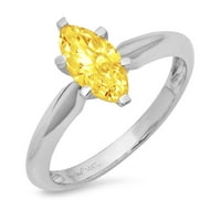 1.5ct Marquise Cut Yellow Simulirani dijamant 14k bijelo zlato Angažovanje prstena veličine 8