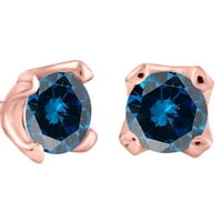 Mauli dragulji uši za žene za žene Carat Blue Diamond Stud naušnica Carat 14K Solid Rose Gold Prong