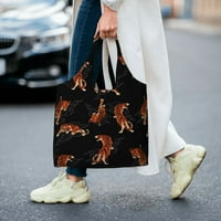 Platno torba za žene, AWE-inspirišući tigrasti motiv velike vrećice za višekratnu upotrebu, višebojni
