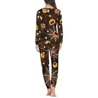 Noć vještica Pumpkin pidžama set elastični pauk web pidžama i hlače sa džepovima izdržljivi dugi rukav
