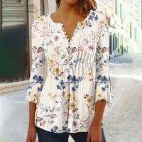 Današnje ponude Ženska majica plus size casual rukava tunike na vrhu cvjetnih ispisanih bluze labave