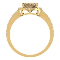 2. CT sjajan ovalni rez čist simulirani dijamant 18k žuti zlatni pasijans sa Accentima prsten sz 10.75