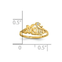 Čvrsta 14K žuta zlatna dijamantska mama prstena veličine 5