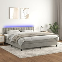 Vidaxl Bo Spring Bed s madracem i LED svijetlosivim sivim kalifornijskim kraljom Velvet