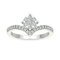 Araiya 14k bijeli zlatni dijamant V obliku vjenčanog prstena, veličine 8