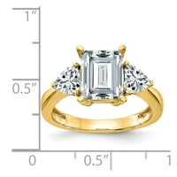 14k žuti zlatni prsten za prsten moissanite osmostruk smaragd bijeli trilijuni, veličine 6