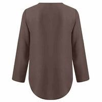 Ženski čišćenje ženske ljetne majice s dugim rukavima Zip ležerne tuničke V-izreznu bluzu za bluzu s