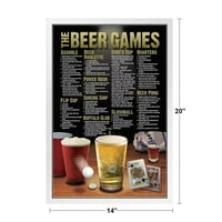 Igre piva Pravila za piće Grafikon College Party potpisao sa igračom White Wood Framed Art Poster 14x20