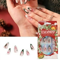 Yolai božićni stil Press Nail Snow Diy naljepnice za nokte za žene samoljepljivi lak za nokte Vodootporne