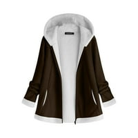 Ženski modni zimski džepni patentni zatvarač dugih rukava plišani kaput xxl Brown