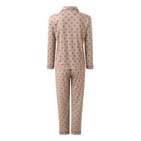 Pidžama sa džepovima Ženska casual lapl dugme Plejb Ispis Dvije duge rukave pidžama padžama