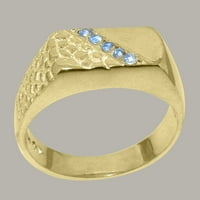 Britanci napravili 18K ružičasti zlatni prsten sa prirodnim plavim topazom muškim prstenom - Opcije