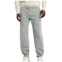 Ecqkame stolarske hlače za muškarce Ležerne prilike pune boje hlače Ravne široke pantalone za noge sa