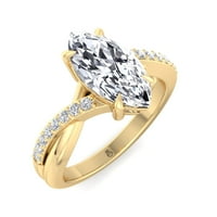 Ventura - Moissite Marquise Cut Lab Diamond Angažman prsten sa PavÃ © Twist Band
