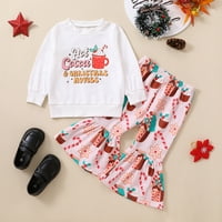 Božićna odjeća za djevojke za dijete Božić s dugim rukavima pisma crtani otisci majica vrhovi zvona