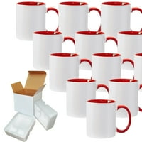 OZ Bijela keramička sublimatska šalica za kafu sa crvenim bojama unutar ručke - kartonski bo s pjenom