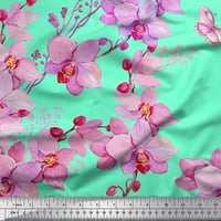 Soimoi Japan Crepe Satin tkanina ptica i orhideje cvjetni dekor tkanina tiskano dvorište široko