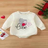 Arvbitana novorođene dječje dječje djevojke Valentinovo pulover dukserica ROMPER TOP LJUBAV HEART PRINT