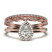 Prekrasna Art Deco 2. Carat Pear Cut Pristupačni prsten za angažman dijamant, klasični vjenčani prsten,