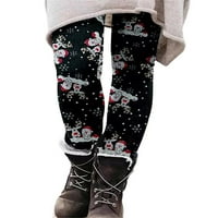 Colisha ženske božićne gamaše za tuničke vrhove slatkog crtanog ispisa mekaste rastezmerne tanke hlače