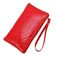Ženska PU kožna novčanik torbica za karticu Telefon za šminker Torba za šminku CLUCH torba crvena