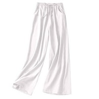 Ženske posteljine obrezane hlače Visoka elastična struka labava jedina boja bijela veličina m