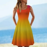 Ernkv klirence Dužina koljena A Line Seundress za žene Gradient Rainbow haljina bez rukava Elegantna