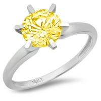 0. CT Sjajan okrugli rez Clear Simulirani dijamant 18k bijeli zlatni pasijans prsten sz 9.5