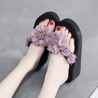 Ženske papuče Žene Ljeto cvijeće Bohemian Style Papuče na plaži Sandale cipele Purple 6.5
