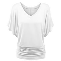 Meitianfacai V izrez T majice za žene modne casual ženske bluze s kratkim rukavima, labavi vrhovi ženske