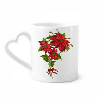 Mas Flower Poinsettia buket Crvena krigla kavana CERAC PISETSKA STAKLO Šalica za srce