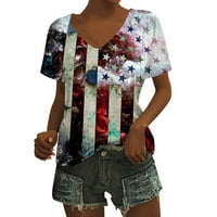 Majica 4. jula za žene modna ljetna casual bluza vrhovi V-izrez žene na vrhu Amerike Dan nezavisnosti