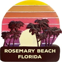 Rosemary Beach Florida Trendy Suvenir Ručna oslikana smola hladnjak magnet zalazak sunca i palmine dizajn