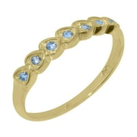 Britanci napravio 9k žuto zlatni prirodni akvamarinski ženski godišnjički prsten - Opcije veličine -