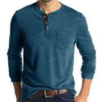 Muška majica Dugm Dugme Dugme okrugli vrat Majica Čvrsti pulover vrhovi sa džepom