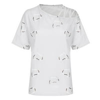 Žene V vrat Ljetne casual majice kratki rukav vrhovi labavi fit majica bluza za žene na klirensu