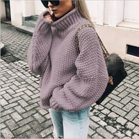 FIMKAUL ženski džemperi Pulover Zimskog pada plus veličina dugih rukava Ležerne prilike s pukotinam