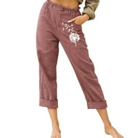 Capris za žene Ljetne casual, obrezirane posteljine, pantazzo hlače lagane široke pantalone za ležaljke
