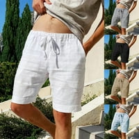 Ljetni muškarci pamučne posteljine elastične kratke hlače za kratke šarke bagene casual pantalone