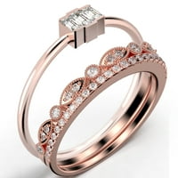 Zasljepljujući 1 karat baguette Cut Trilogiju dijamantskih zaručničkih prstena, vjenčani prsten u srebru