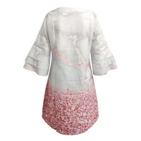 Umitay Cisterna za Fonen Ženski modni temperament Elegantni svježi ispisani V-izrezni rukavi mini haljina