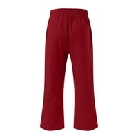 Anuirheih Moda Žene Ležerne prilike pune boje elastične labave hlače Ravne široke pantalone za noge