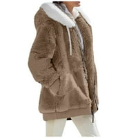 Ženska moda Soild Winter Lood plišani kaput sa dugim rukavima, kaput s kapuljačom, Khaki