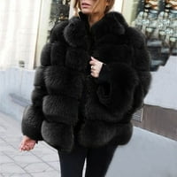 DRPGunly zimski kaputi za žene, plus veličina kratki Fau Warm Furry Fau Dugi rukav Dugi kaputi za žene,