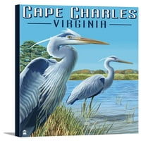Cape Charles, Virdžinija - Blue Heron - Lantern Press poster