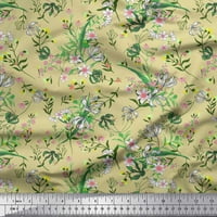 Soimoi siva mahovina Georgette tkanina od listova, bobice i clematis cvjetni tiskani tkaninski dvorište