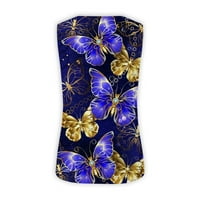 Ženski ljetni modni ležerni prsluk Velika veličina labava V-izrez Edge Leptir tiskani gornji majica