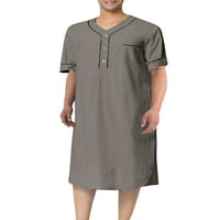 Frobukio Men Kaftan Dubai Robe Pajamas Loose Saudijske Arapske kratke rukave Nightširt Džepovi za spavanje